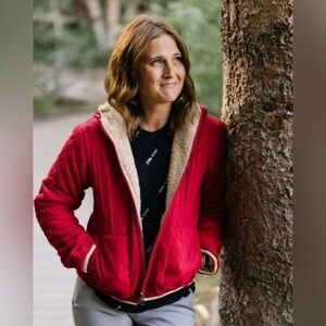 Zyia Active Red Reversible Hooded Jacket Size Small